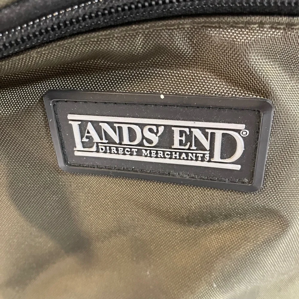 Lands End Direct Merchants Olive Green Nylon‎ Messenger Bag Multi Pocket Travel